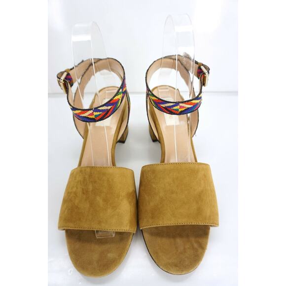 Valentino Chevron Block Heel Ankle Strap Suede Sandals SZ 38 $795 NIB Native - Picture 10 of 11